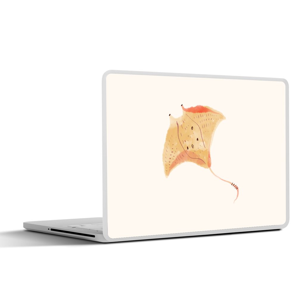 MuchoWow Laptop Aufkleber Sticker Cover Rochen - Fisch - Aquarell 30x22 cm - Laptop-Sticker