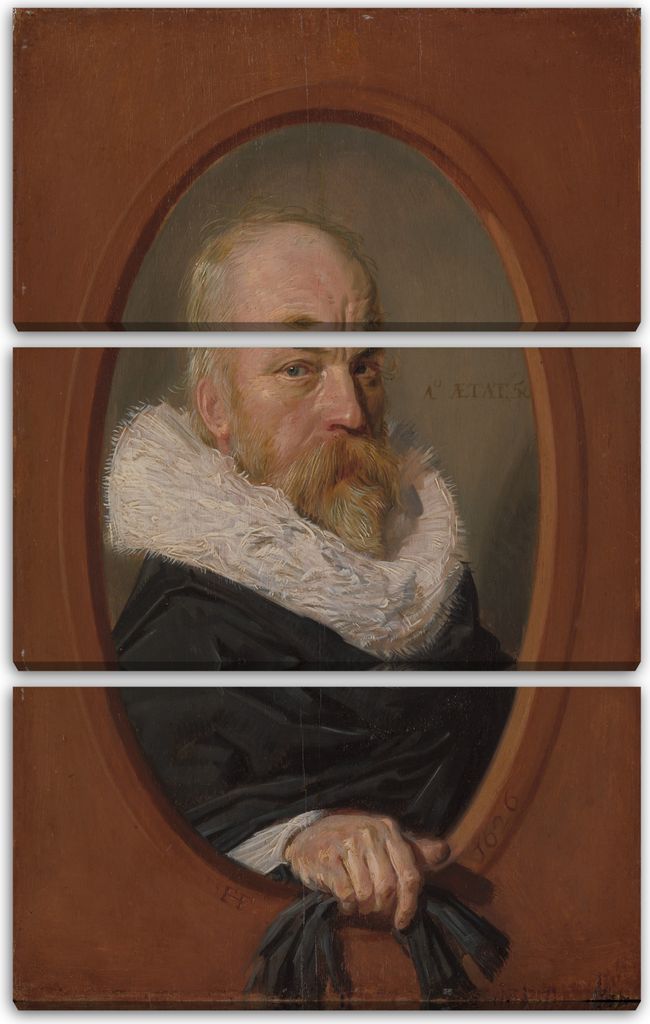Leinwandbild 3-teilig (80x120cm): Frans Hals - Petrus Scriverius (1576-1660), echter Holz-Keilrahmen inkl. Aufhänger, handgefertigt in Deutschland