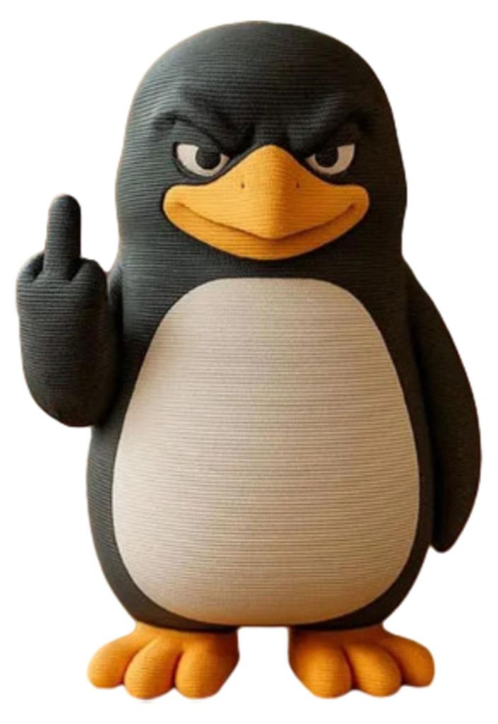 Pinguinfigur mit Mittelfinger, dekorative geschnitzte Pinguinfigur, winterliche Weihnachtsdekoration für Wohnzimmer, Bürotisch