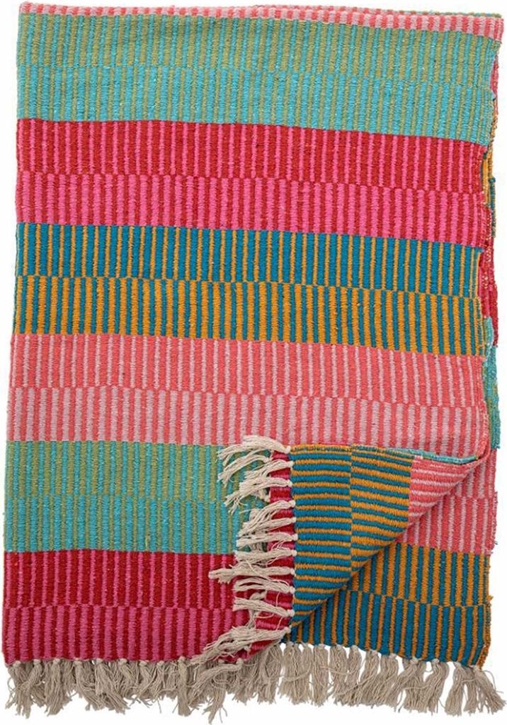 Isnel Decke, Grün, Recycelte Baumwolle Decken