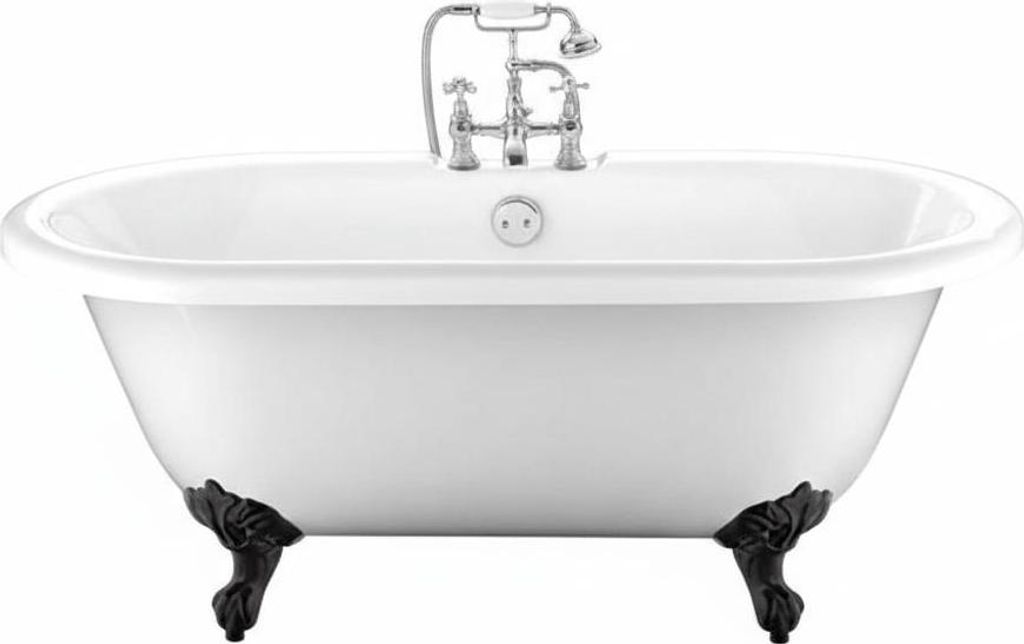 Freistehende Badewanne mit Füßen CHELSEA Adlerfüße SCHWARZ 170 cm