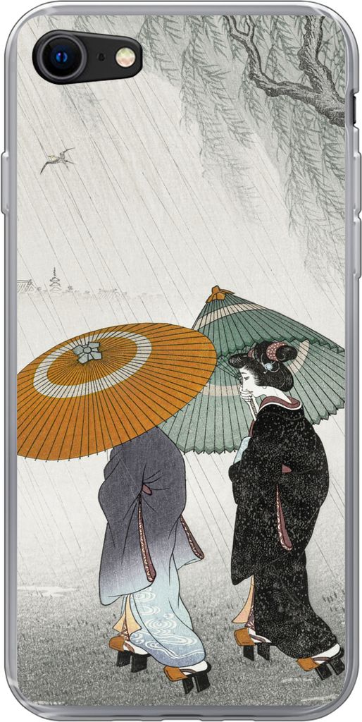 MuchoWow Handyhülle Schutzhülle Hülle für Telefoonhoesje iPhone SE 2020 Frauen - Kimono - Sonnenschirm - Japan - Vintage Silikon Softcase Han...