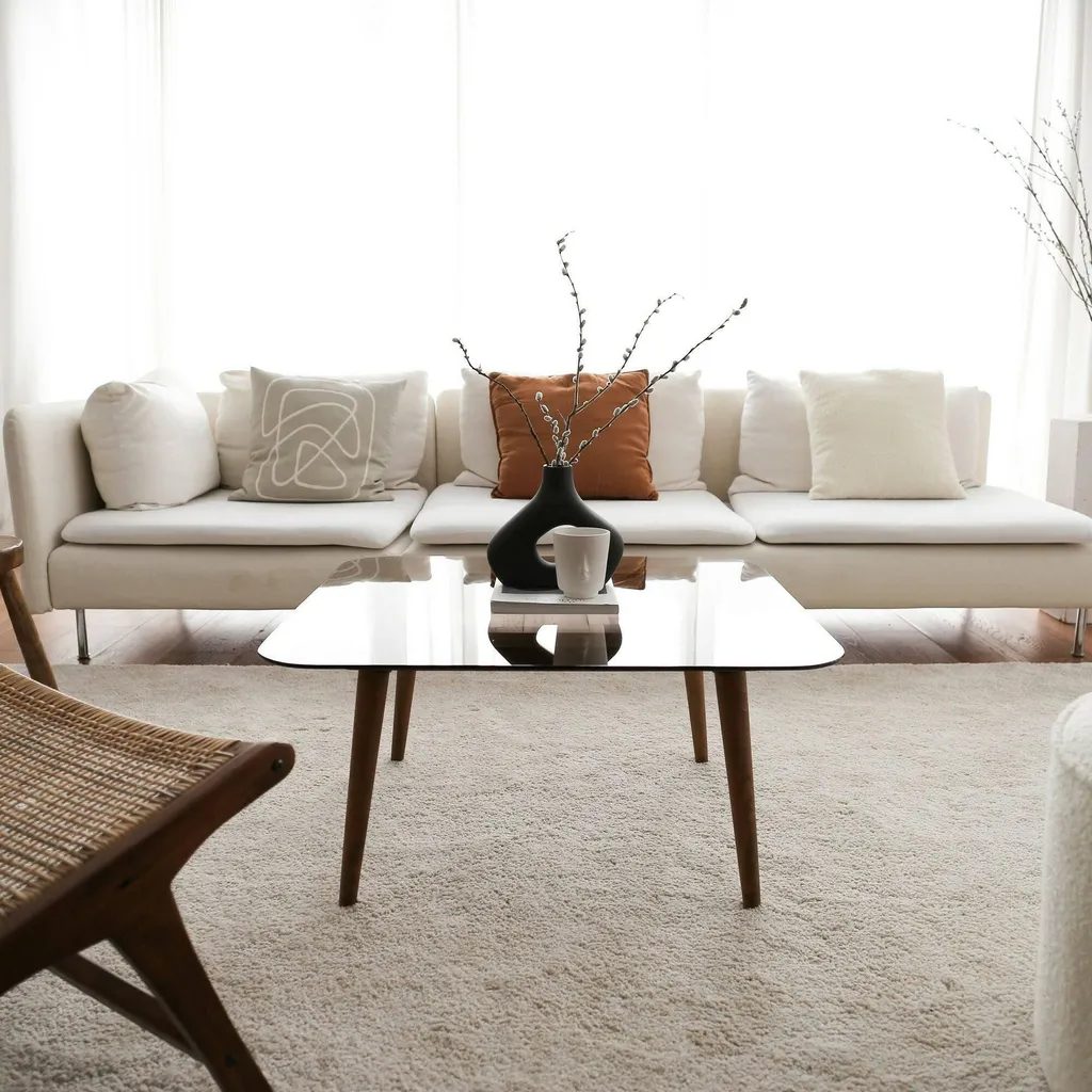 Table basse effet fumé Mezzagno structure bronze marron robuste