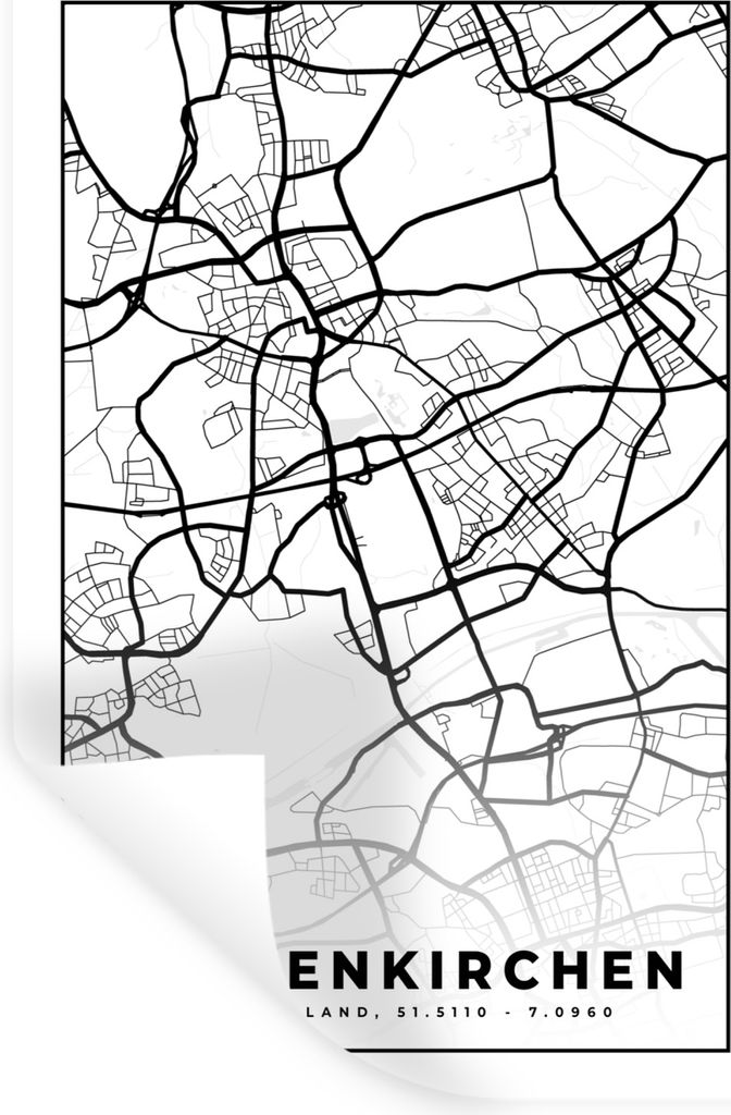 MuchoWow Wandtattoo Wandsticker Wandaufkleber Karte - Stadtplan von Gelsenkirchen - Stadtplan 40x60 cm Selbstklebend und Repositionierbar - Wierd...