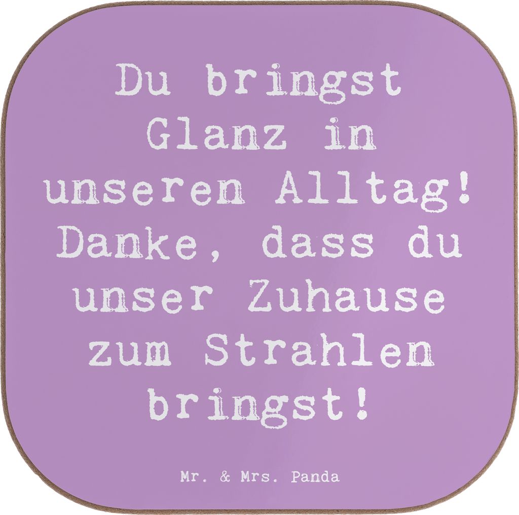 Mr. & Mrs. Panda Untersetzer Glas Spruch Glanz Putzfrau - Lavendeltraum - Geschenk, Reinigung, Tasse, Coaster, Hingabe, Dankbarkeit ausdrücken, Ta...