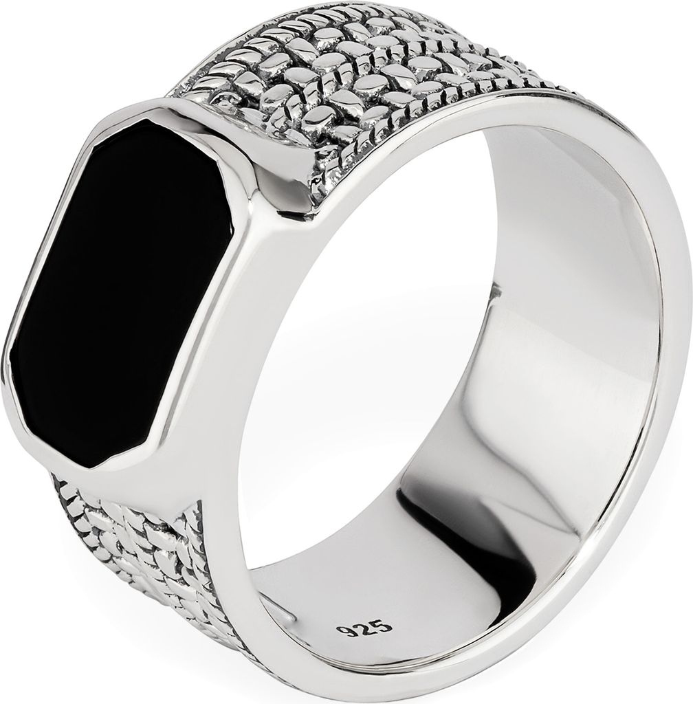 NKlaus 60mm Herrenring echt Onyx schwarz Solitär 925 Silber Produktbild 