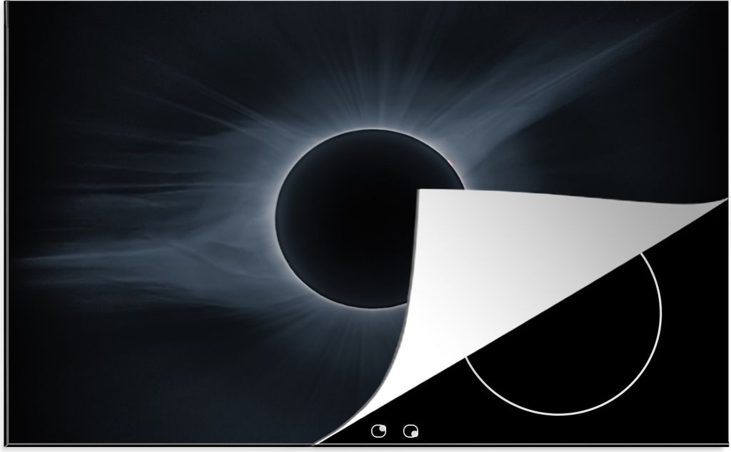 KitchenYeah Herdabdeckplatte Dunkelblaue Farbtöne in einer schwarzen Sonnenfinsternis , 81x52cm, Küche Deko, Glaskeramikfeld Herdabdeckung, Abd...