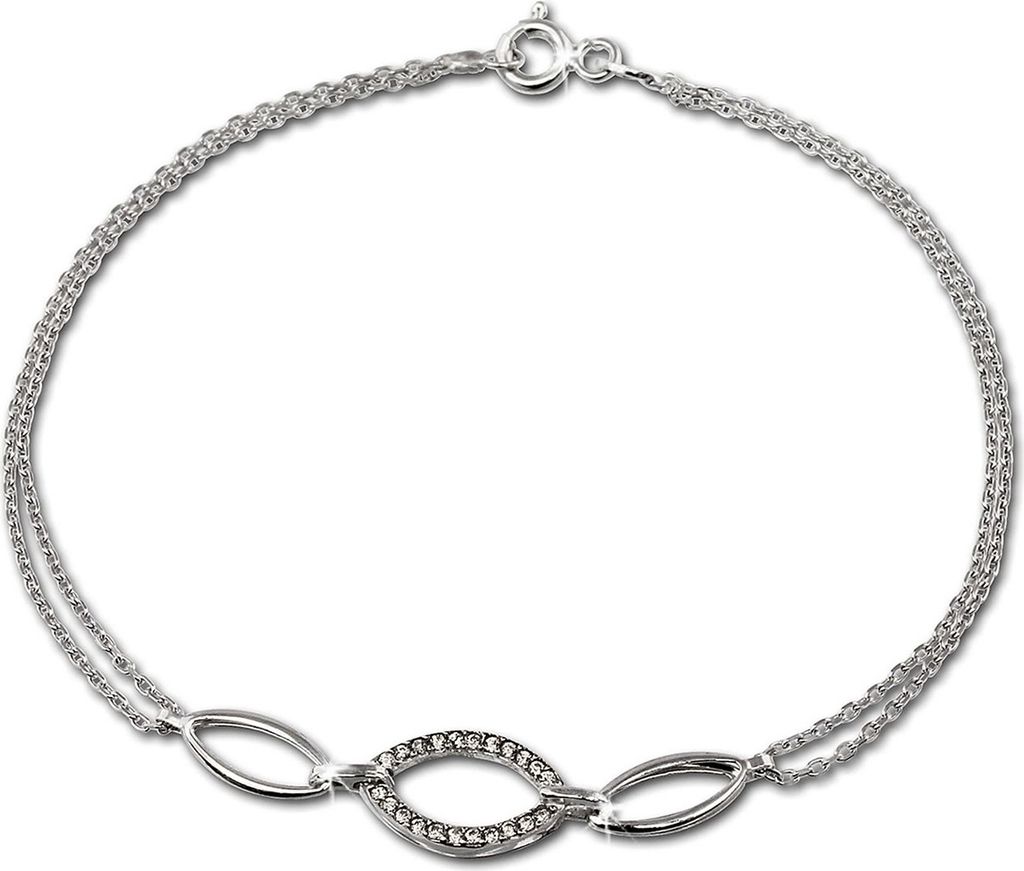 SilberDream Damen-Armband oval Sterling Silber glitzer 19cm weiß SDA425W