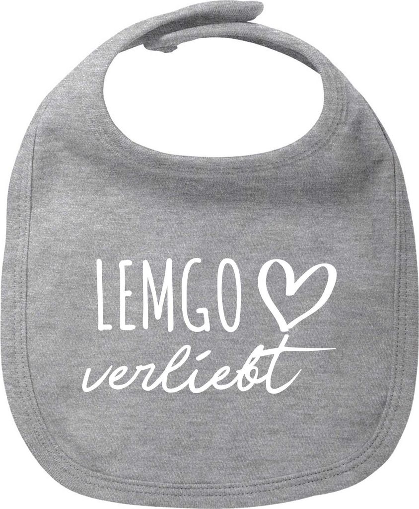 Huuraa Baby Lätzchen Lemgo verliebt Heather Grey Klettverschluss Baumwolle Latz Geschenkidee