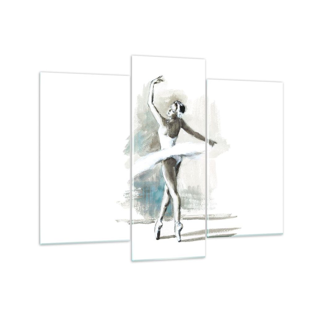 Bilder auf glas - 3 Teile - Ballerina Tanz Frau - 130x100cm - Glasbilder - Wandbilder - Bilder - zum Aufhängen bereit - Wanddekoration aus Glas - ...