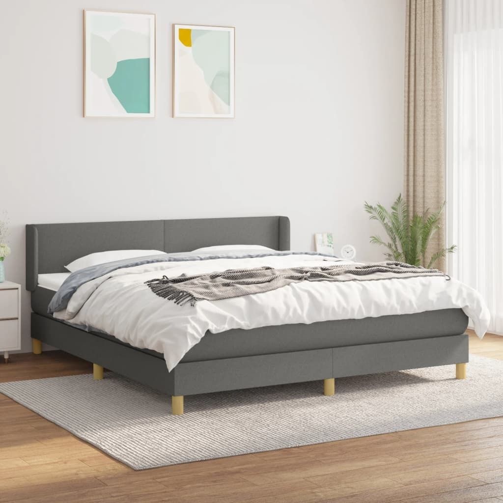 The Living Store Boxspringbett mit Matratze Dunkelgrau 180x200 cm Stoff