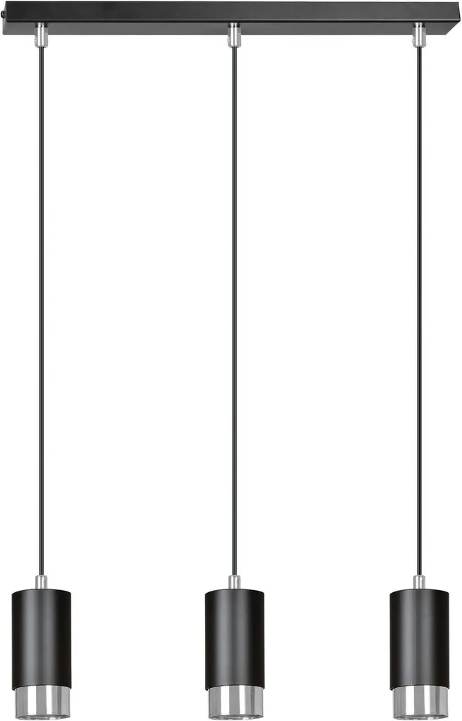 Lustre Moderne 3 x 30W FUMIKO - Finition Chrome et Noir Mat Premium