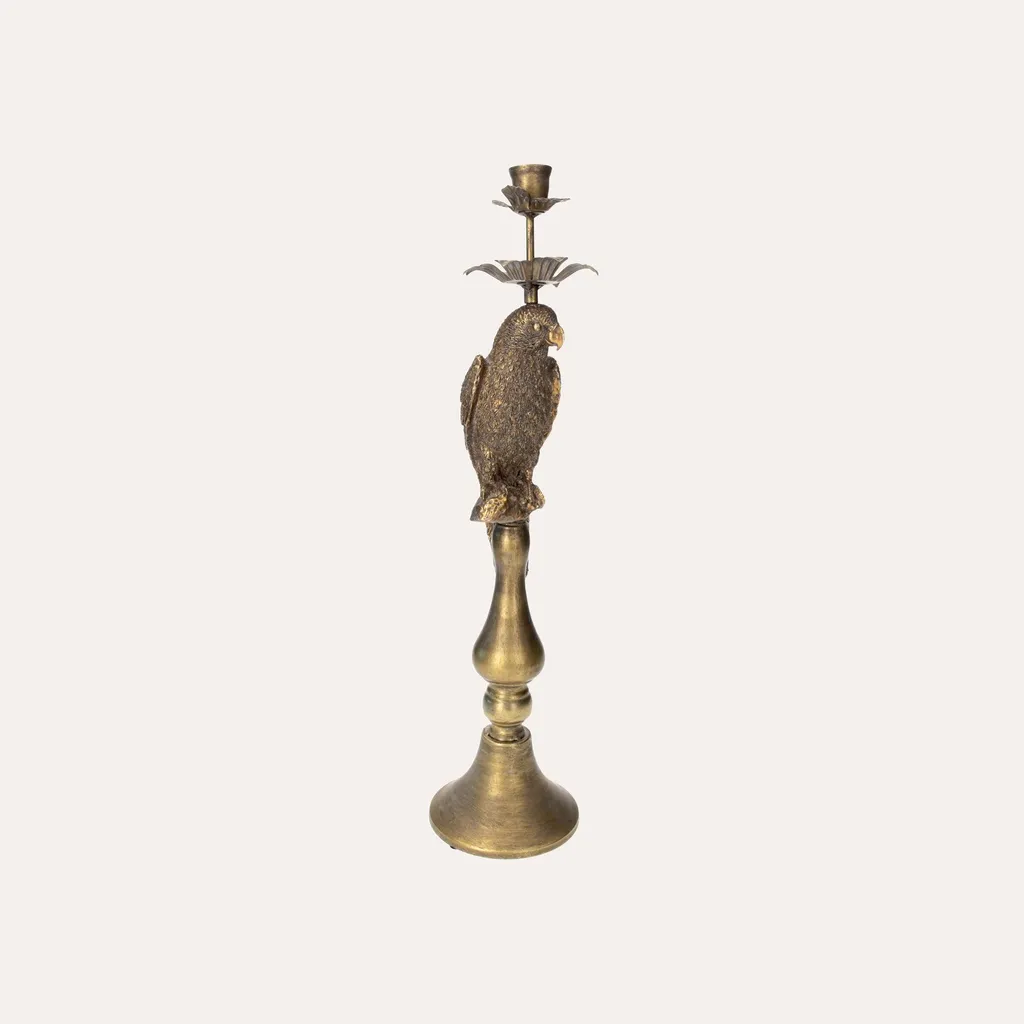 Chandelier perroquet doré 50 cm stable et robuste pour déco chic