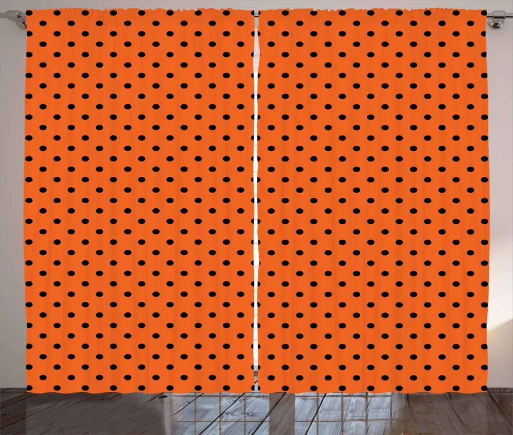 Sublimez vos fenêtres avec ce rideau rustique orange à pois 280 x 225 cm
