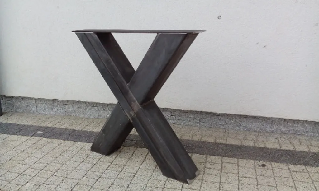 Pied de table X DIY 74x71cm pour plateau lourd - Profilé acier 12x12cm