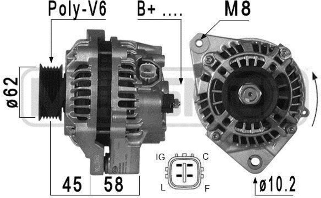 ERA 209008A - OE 31100 PLM A01 Lichtmaschine für Civic VII, Civic VIII, FR-V (BE)