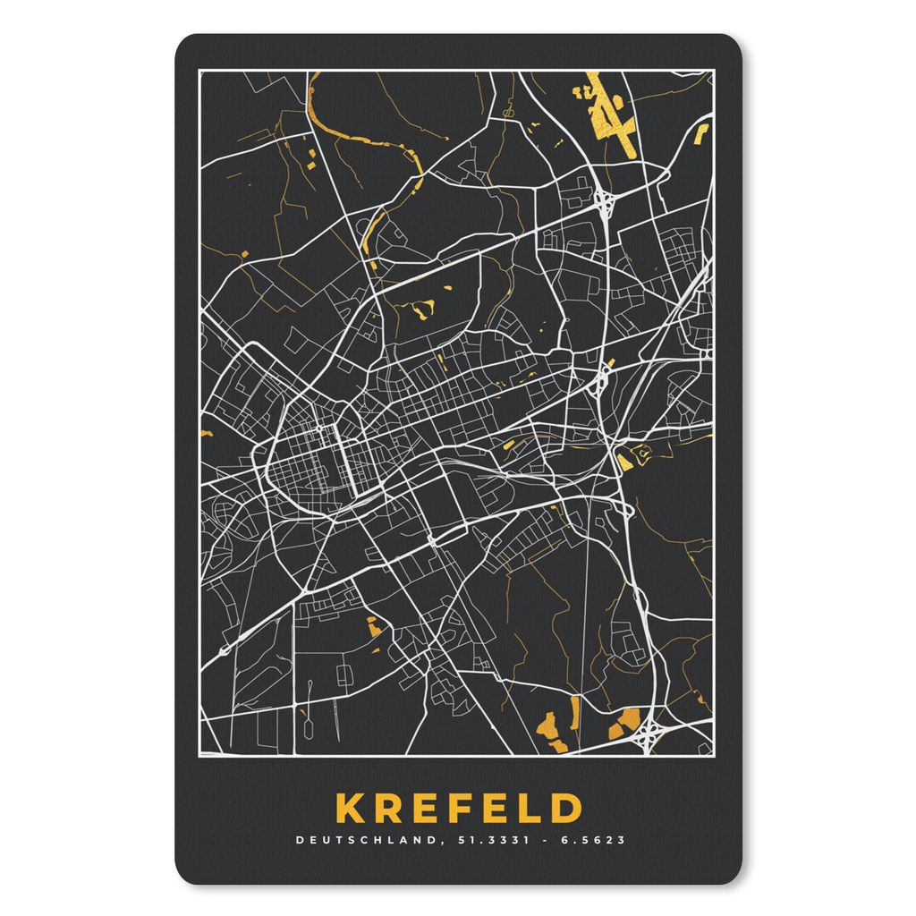 MuchoWow Mauspad Mousepad Krefeld - Gold - Stadtplan - Karte - Deutschland 40x60 cm - Mousepads - Maus Mat - Pad - Mausunterlage - Schreibtisch A...