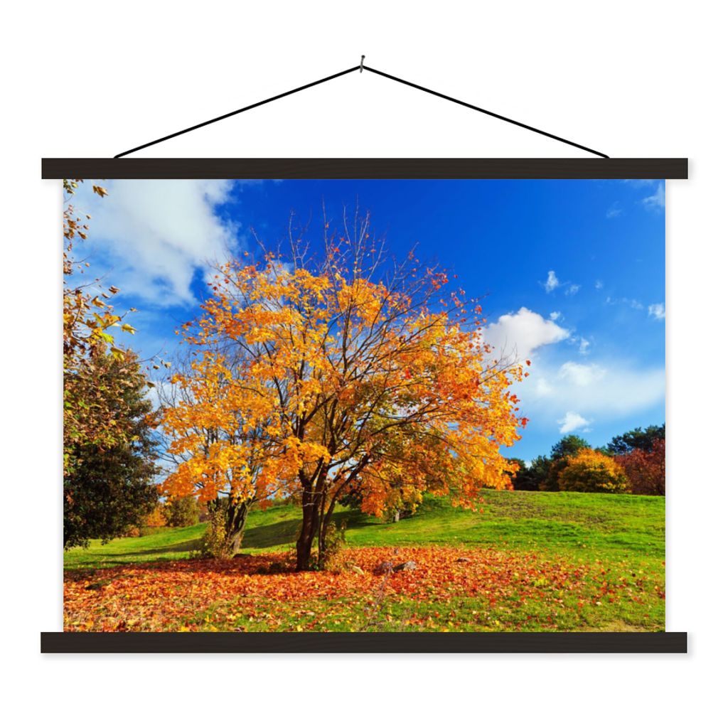MuchoWow Textilposter Baum - Blätter - Herbst - Jahreszeiten 150x113 cm mit schwarzem Rahmen - Wohnzimmer