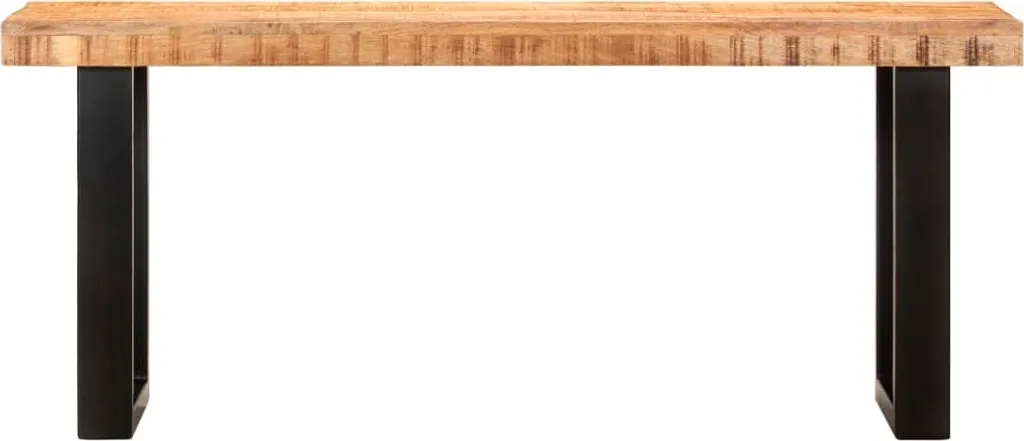 Banc d'entrée 110 cm en bois massif de manguier et structure métal