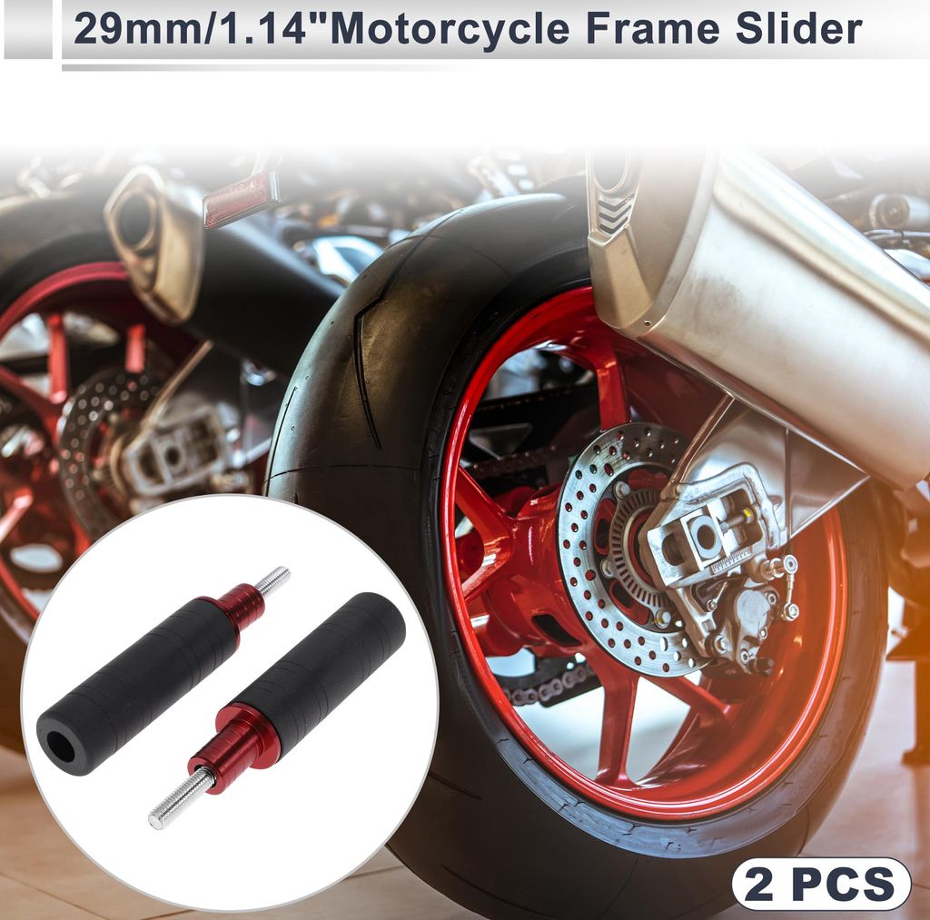 0.67" Motorrad Slider Rahmen Aluminiumlegierung Kunststoff Rad Verkleidung Schutz Crash Pad Schutz 1.14" 4.69" Rot 2 Stück