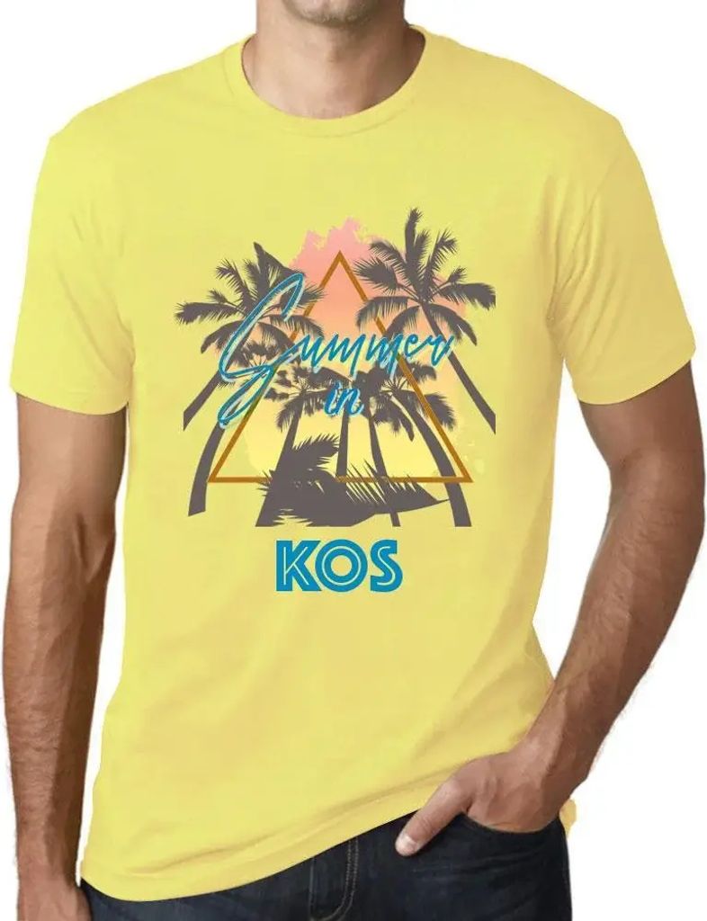 Herren Grafik T-Shirt Palme Sonnenschein Sommer in kos – Palm, Sunshine, Summer In Kos – Öko-Verantwortlich Vintage Jahrgang Kurzarm Lustige D...