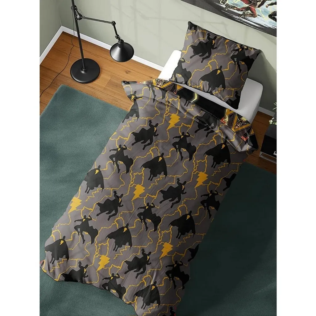 Housse de Couette Black Adam AG2631 en Coton Doux - Lit Simple Noir et Gris - 2