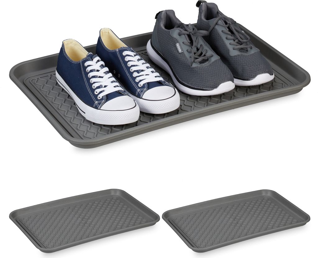 Relaxdays Schuhabtropfschale XL, 3er Set, Unterlage für Produktbild 