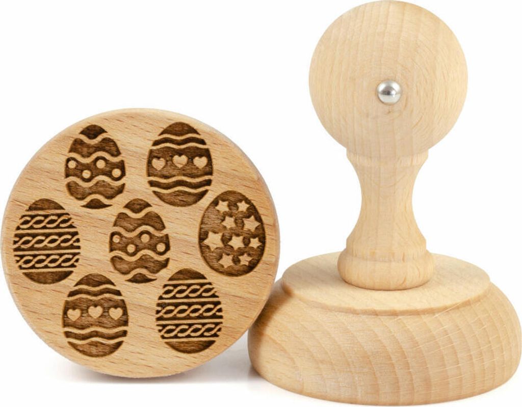 Folkroll Keksstempel Ostereier, Ø 60 mm, Cookiestempel, Backstempel, Keks, Stempel, Motiv, Buchenholz, 336908