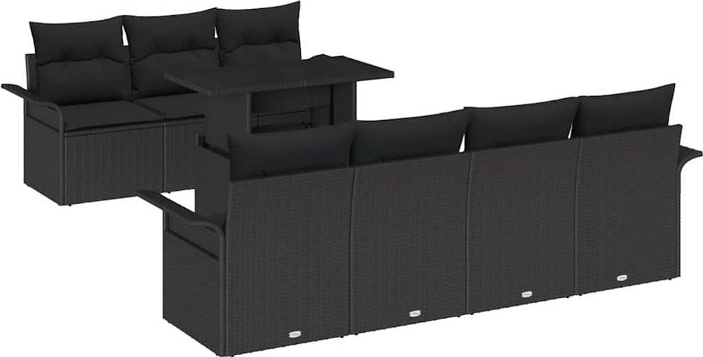 "2026 Aktion" Gartensofa-set - elegantes Design - Sitzgruppe mit Sofa, Tisch - mit Kissen 8 pcs Schwarz Poly-Rattan - Terassenmöbel NeuMöbel685959