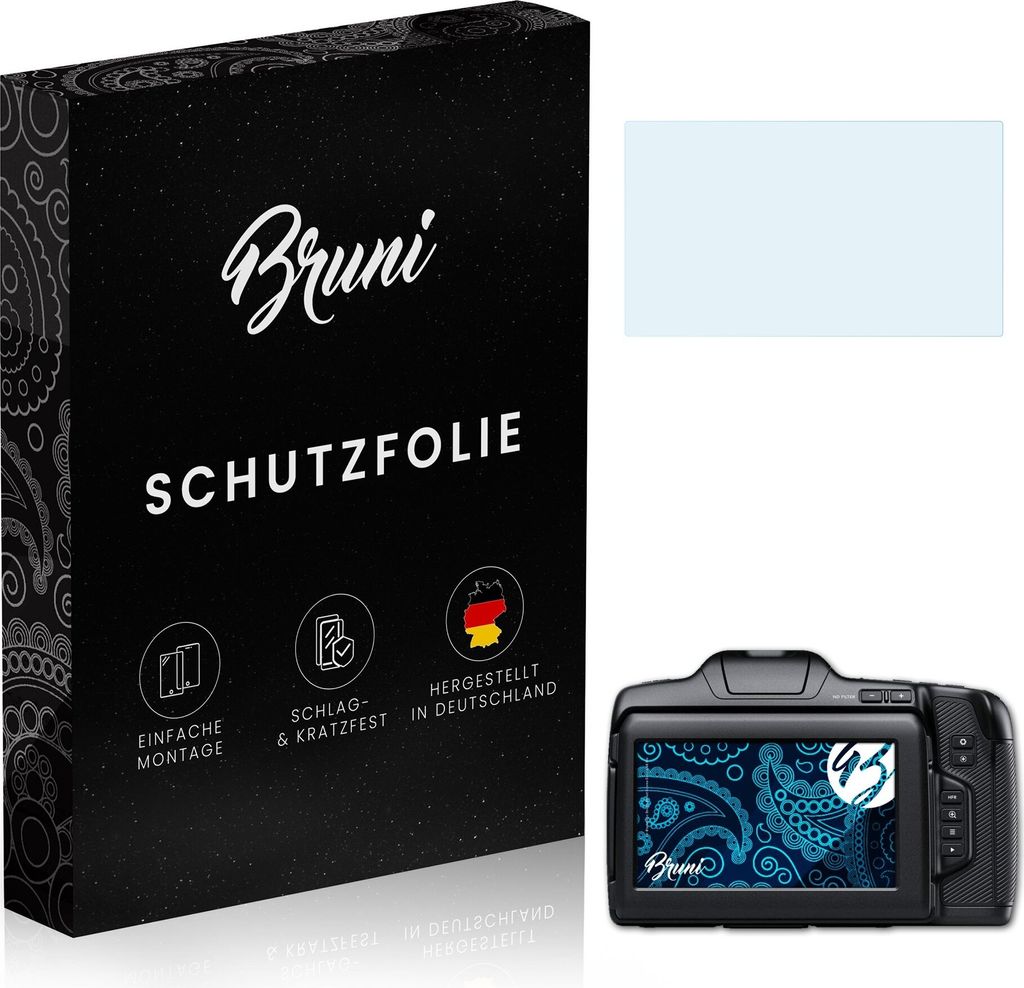 Bruni Basics-Clear 2x Schutzfolie kompatibel mit Blackmagic Design Pocket Cinema Camera 6K Pro Folie