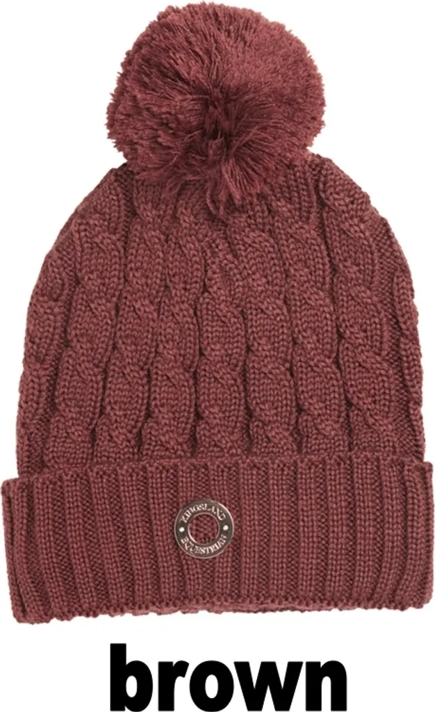 Bonnet chaud KLsemira Kingsland en tricot torsadé marron chocolat uni