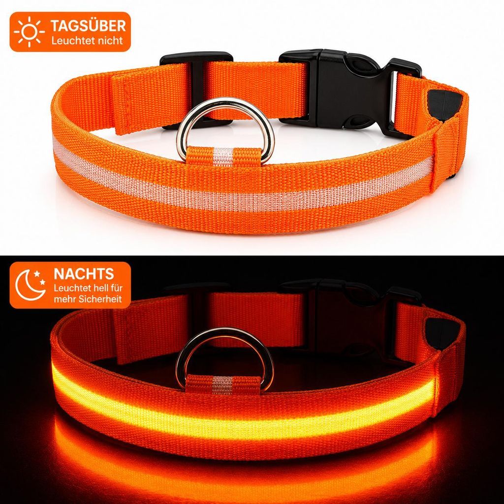 LED Hundehalsband USB aufladbar reflektierend Produktbild 