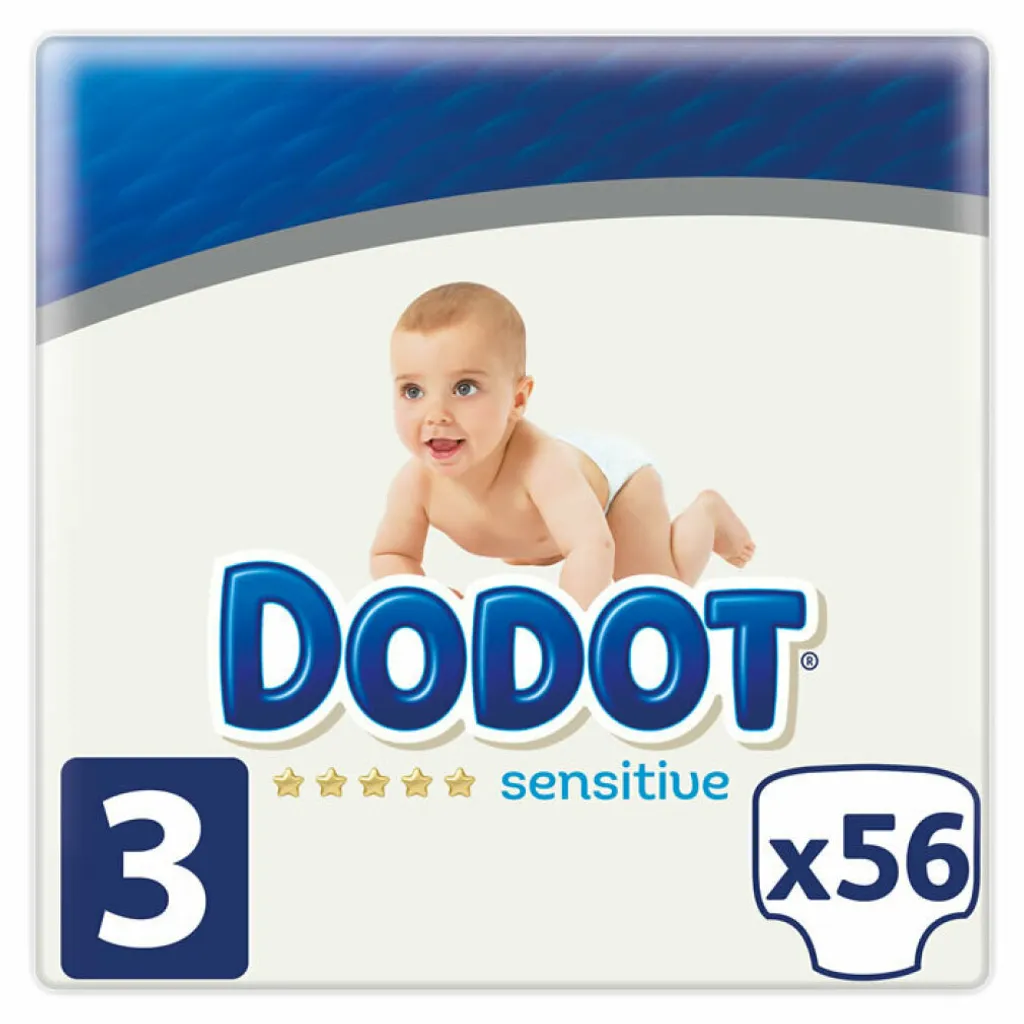 Couches Dodot Sensitive Taille 3 Haute Absorption 6-10 kg 56 Pièces