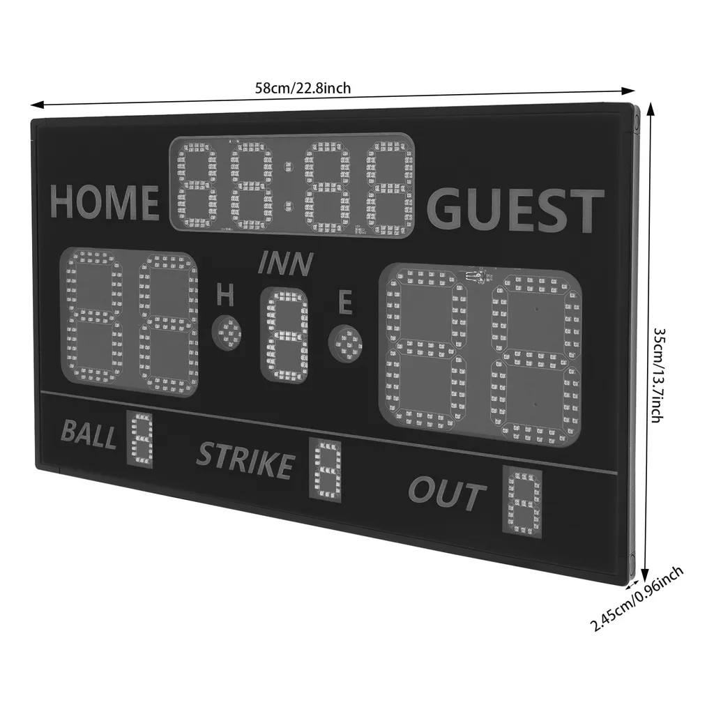 Tableau d'affichage numérique à LED noir avec télécommande pour baseball - 2