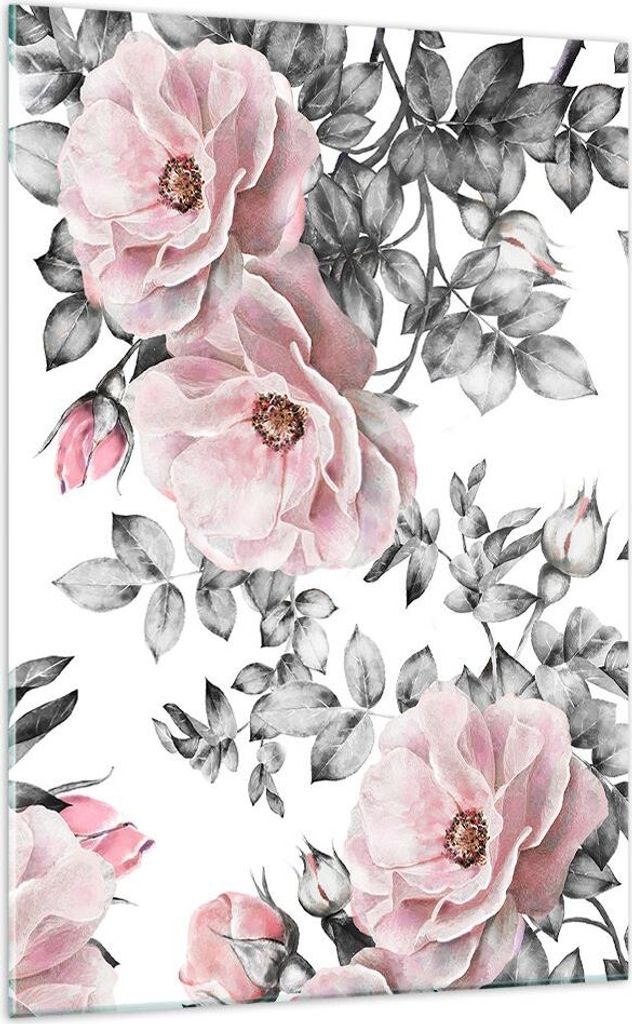 Bilder auf glas - Einteilig - Blumen Blätter Pflanze Rose - 70x100cm - Glasbilder - Wandbilder - Bilder - Wanddekoration aus Glas - Glas Bilder - ...
