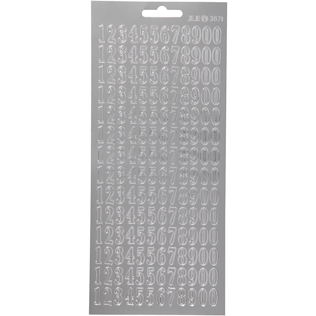 Creativ Firmenaufkleber, Zahlen, Blatt 10x23 cm, silber, 1 Blatt