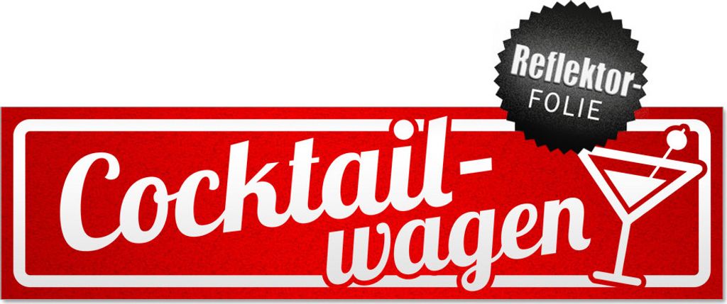 Cocktailwagen mit Glas invertiert Magnetschild Schild magnetisch