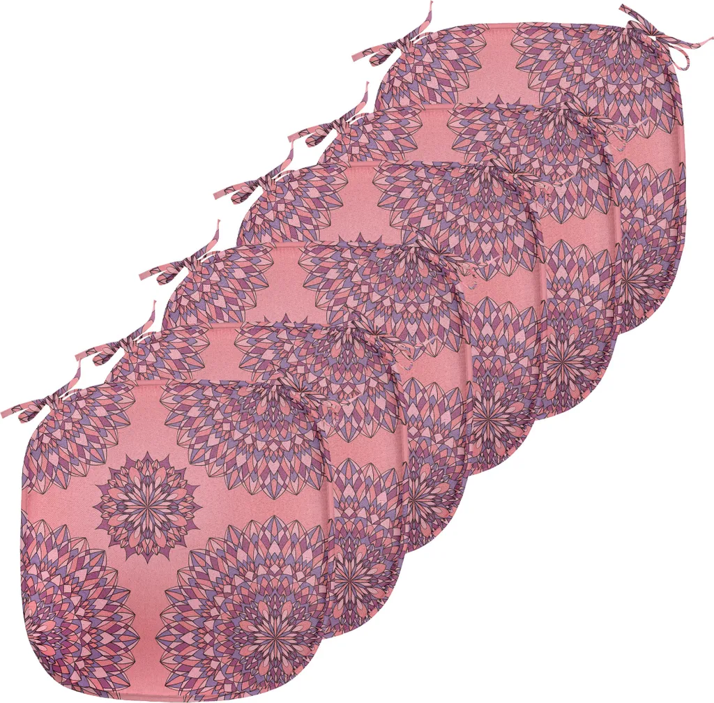 Coussin de Chaise Anti-Glisse et Imperméable Motif Mandala Fuchsia