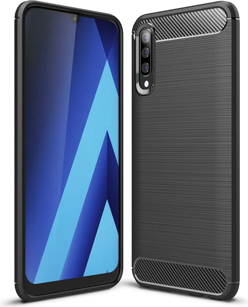 NALIA Design Custodia per Samsung Galaxy A70 Cover, Custodia per cellulare in carbonio elegante