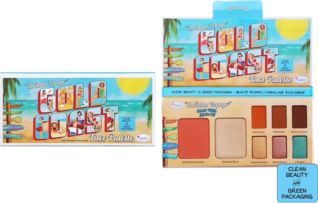 TheBalm Voyage Gold Coast Face Palette 10g : Maquillage Visage et Yeux