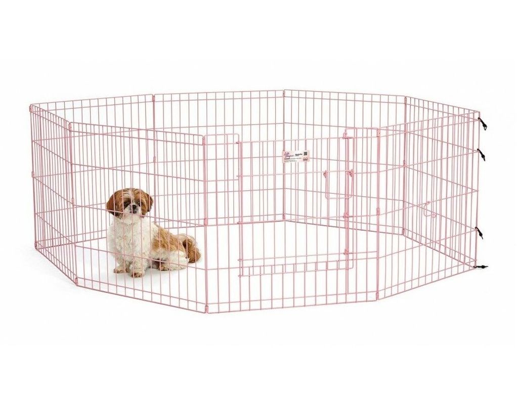 Kaninchengehege Metall rosa faltbar M – 560 cm Umfang 60 cm hoch – ganze Tür – Kaninchenstall für Kaninchen – Tierhaus zusammenklappbar