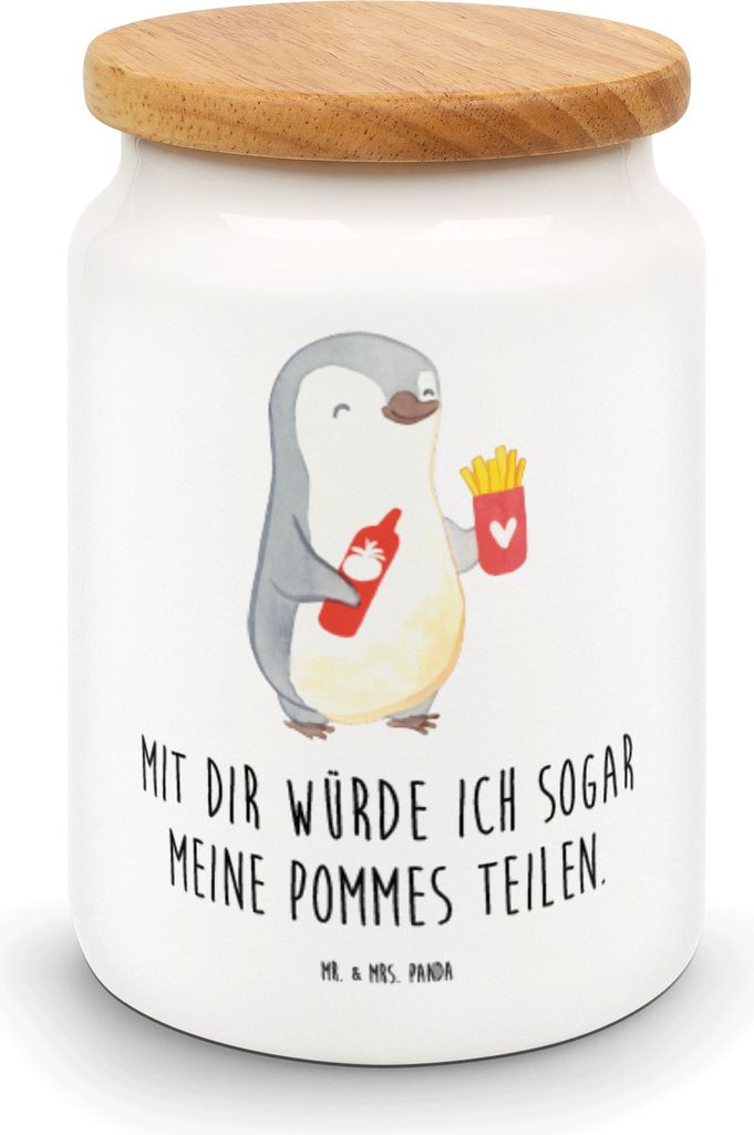 Mr. & Mrs. Panda Kaffeedose Pinguin Pommes - Weiß - Geschenk, für Partner, Valentinstag, zuckerdose, Hochzeitstag, behälter, Freundin, Teedose, ...