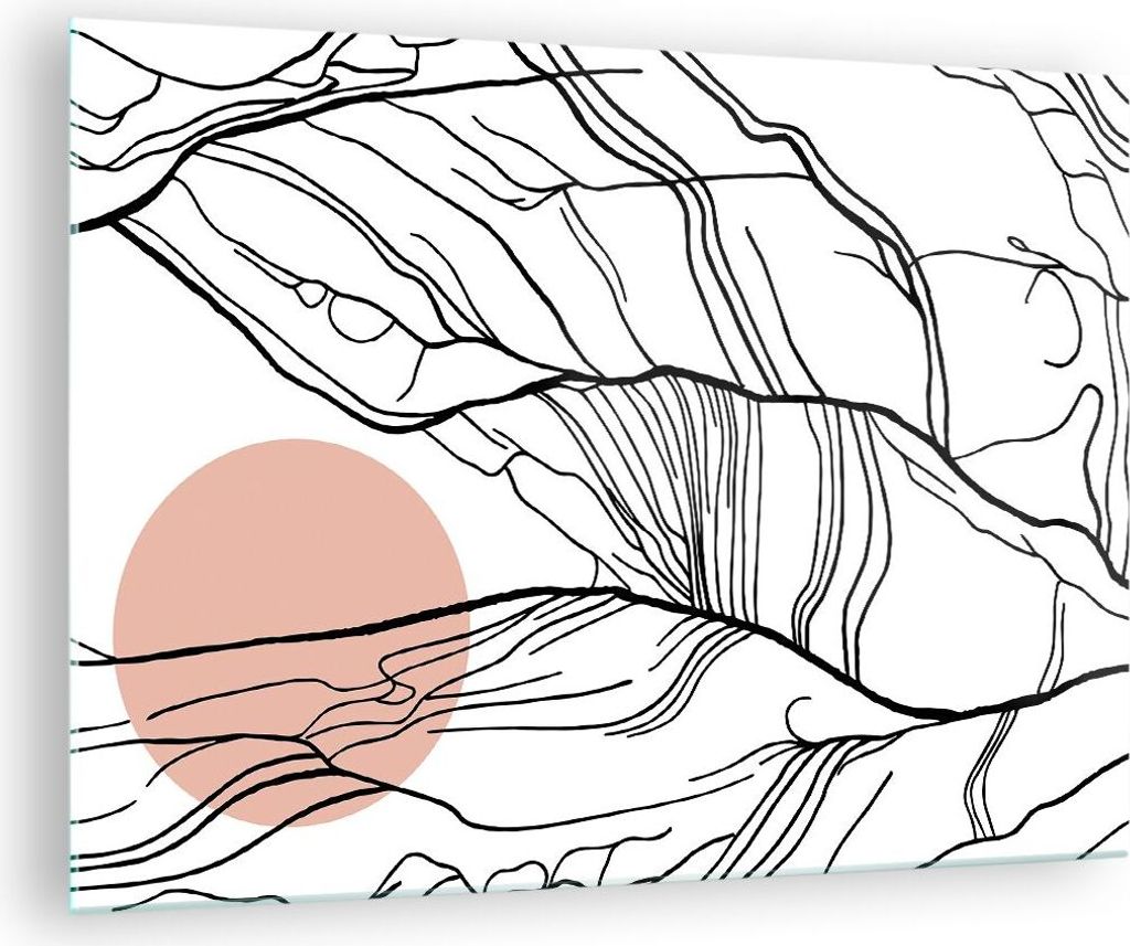 Bilder auf glas - Einteilig - Abstraktion Linien Sonne - 70x50cm - Glasbilder - Wandbilder - Bilder - zum Aufhängen bereit - Wanddekoration aus Gl...