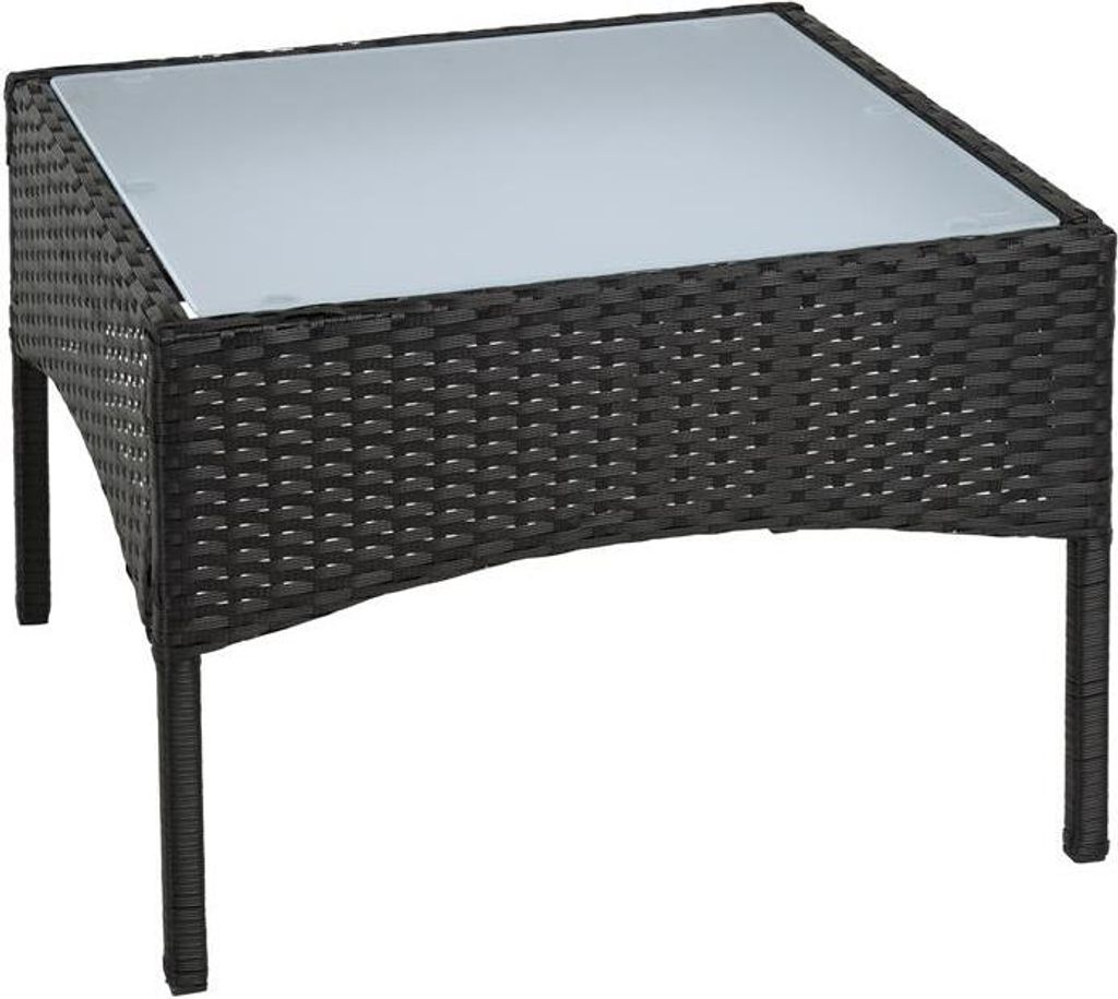 Polyrattan Beistelltisch Loungetisch Rattan Gartentisch Balkontisch Schwarz