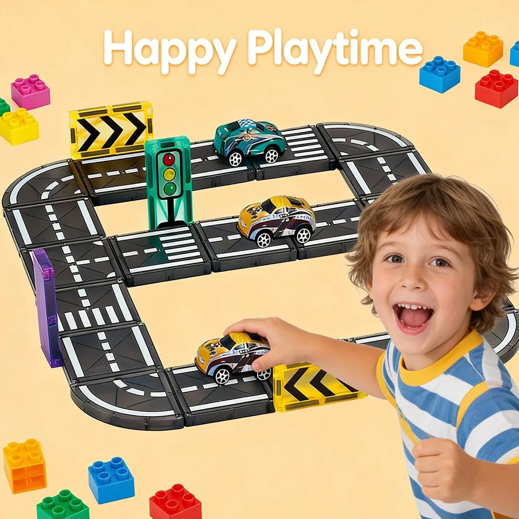 54 Blocs Magnétiques de Construction Route Noire - Jeu STEM 3 à 8 Ans - 4