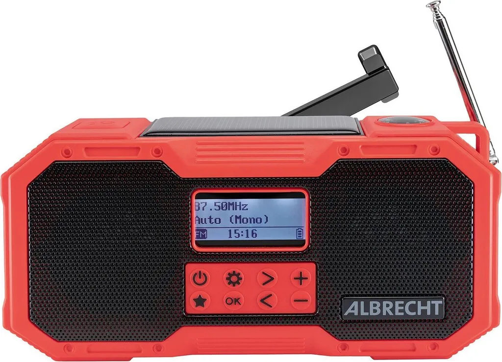Radio de secours Albrecht DR 112 DAB+ FM avec manivelle et solaire