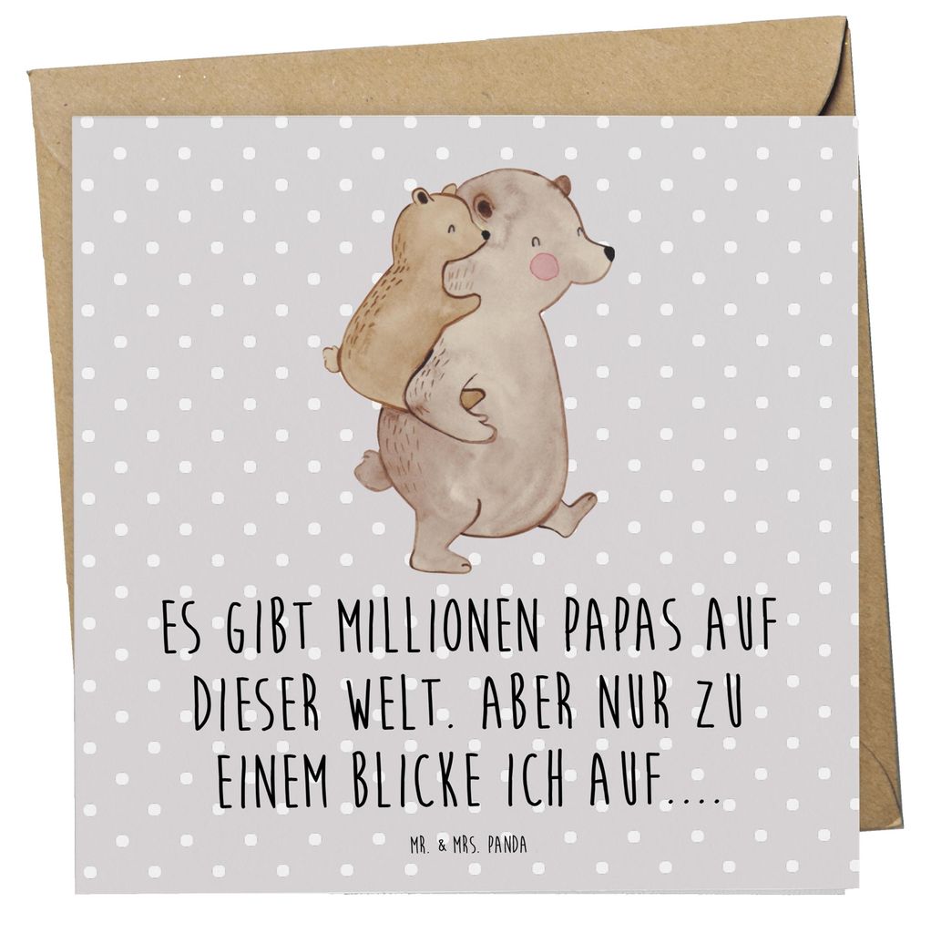 Mr. & Mrs. Panda Grußkarte Papa Bär - Grau Pastell - Geschenk, Vatertag, Muttertag, Vater, doppelkarte, Geburtstag, Klappkarte, faltkarte, anlass...