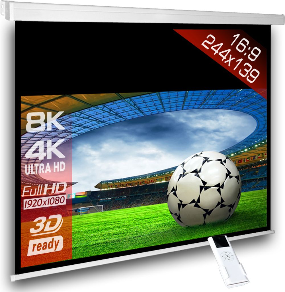 16:9 SlenderLine Heimkino Beamerleinwand Motorleinwand 244 Produktbild 