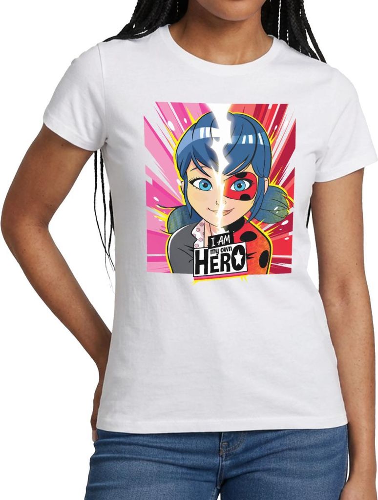 Spreadshirt Miraculous I Am My Own Hero Ladybug Marinette Frauen T-Shirt, XL, Weiß