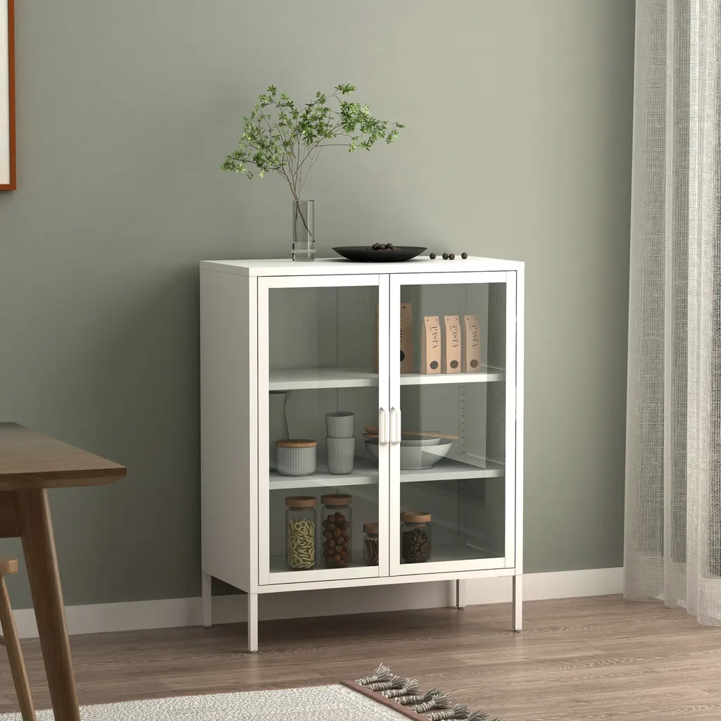Buffet de couloir blanc Fauske pour ranger les livres et documents